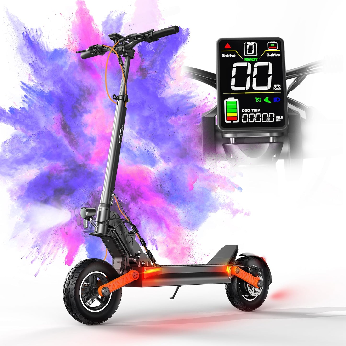 JOYOR Adult Electric Scooter, S/Y Series Range 55-75 KM Battery 48V 13/18Ah Motor 500W/600W Motor, Powerful Electric Scooter All Terrain Ultra Light Double Suspension
