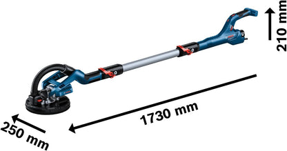 Bosch Professional ponceuse plaquiste GTR 55-225 (550 W, Ø de plateau 215 mm, avec 1 disque abrasif M480, 1 set de plateaux de ponçage souples, 3 clips de câble, dans coffret de transport)