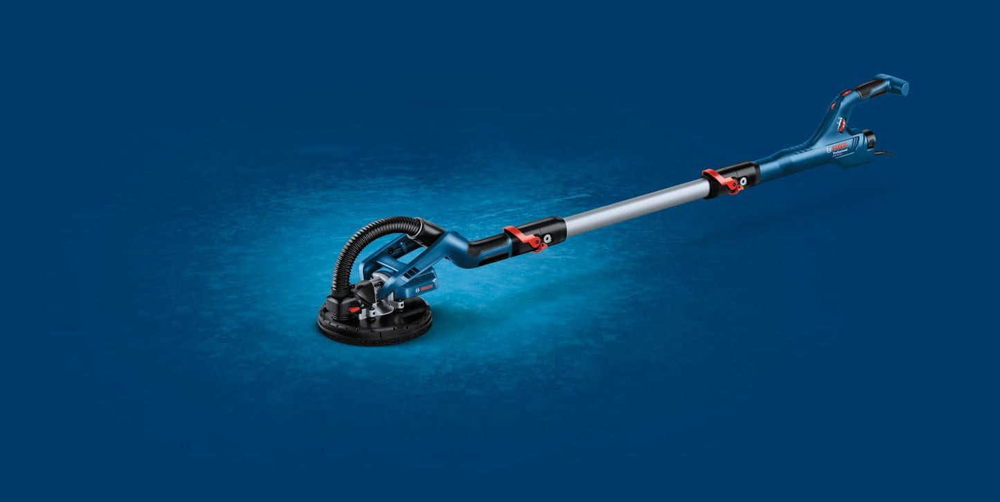 Bosch Professional ponceuse plaquiste GTR 55-225 (550 W, Ø de plateau 215 mm, avec 1 disque abrasif M480, 1 set de plateaux de ponçage souples, 3 clips de câble, dans coffret de transport)