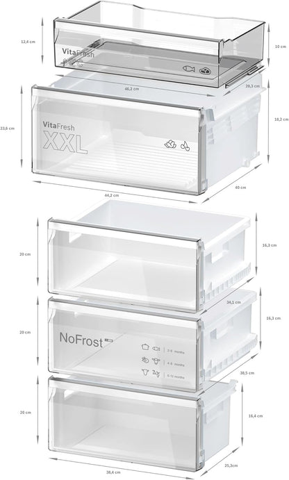 Bosch KGN367LDF 4 Series Freestanding Combination Refrigerator, 186 x 60 cm, Stainless Steel