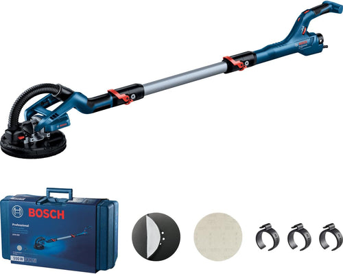 Bosch Professional ponceuse plaquiste GTR 55-225 (550 W, Ø de plateau 215 mm, avec 1 disque abrasif M480, 1 set de plateaux de ponçage souples, 3 clips de câble, dans coffret de transport)