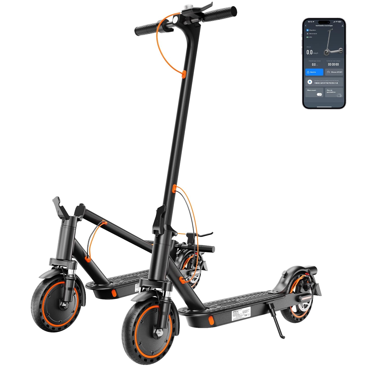 TODIMART T3 Trottinette Electrique Adulte antivol Ultra Legere, Moteur 350W/25KM/H Autonomie 35KM Batterie 36V 7.8Ah,Trotinette électrique Adulte Pliable pneus nid d'abeille increvables, Charge 120kg