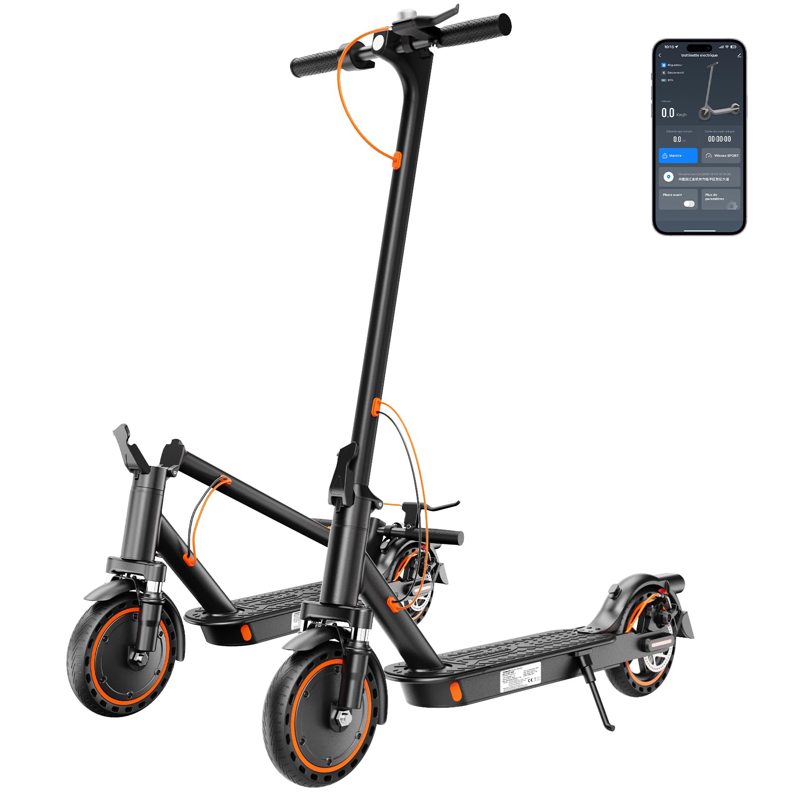 TODIMART T3 Trottinette Electrique Adulte antivol Ultra Legere, Moteur 350W/25KM/H Autonomie 35KM Batterie 36V 7.8Ah,Trotinette électrique Adulte Pliable pneus nid d'abeille increvables, Charge 120kg