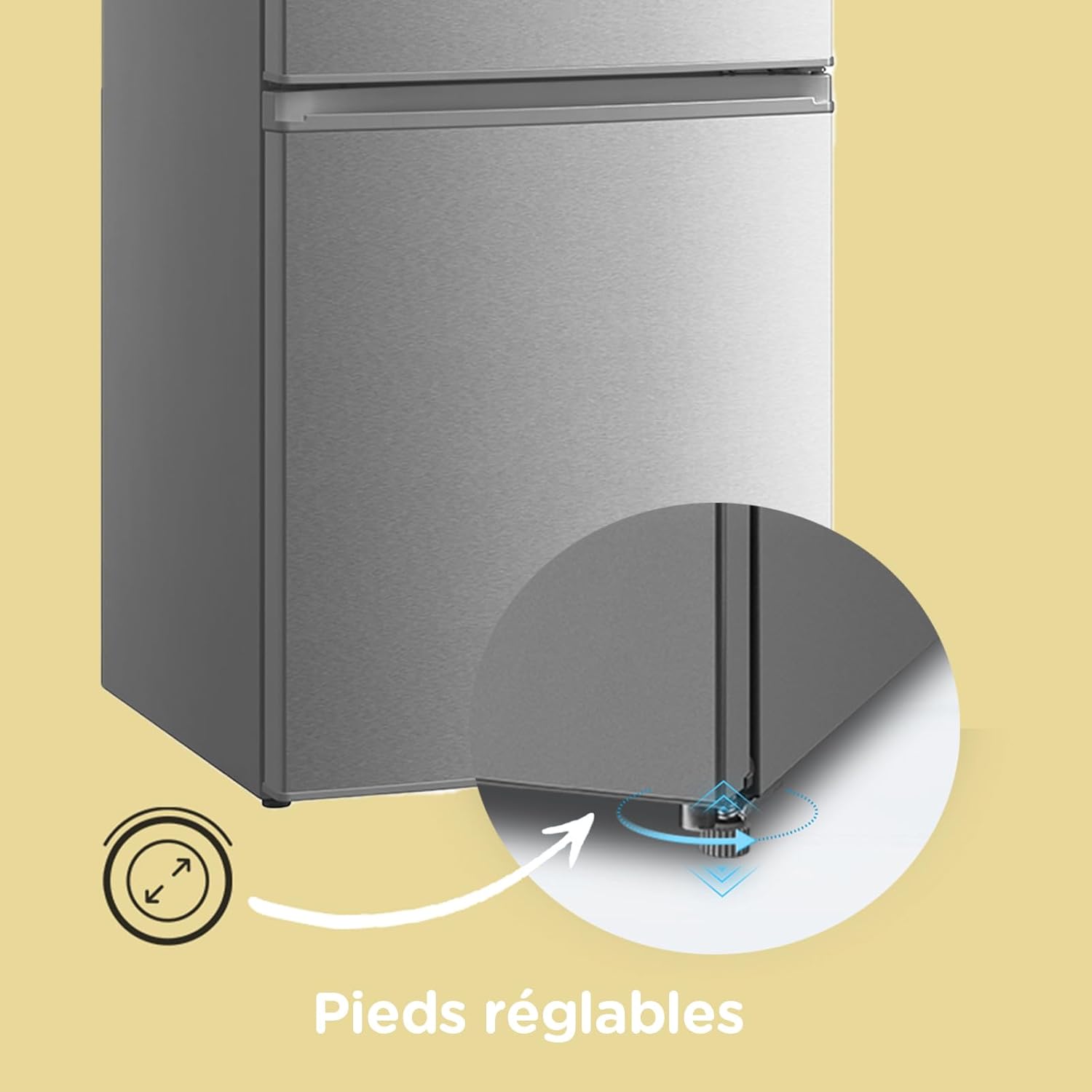 Comfee ' RCB359IX2 Combined Refrigerator, 262L(197+65), Large Capacity, Low Frost, Height 177.5 cm, Low Noise 39 dB, LED Lighting, Adjustable Temperature, Stainless Steel