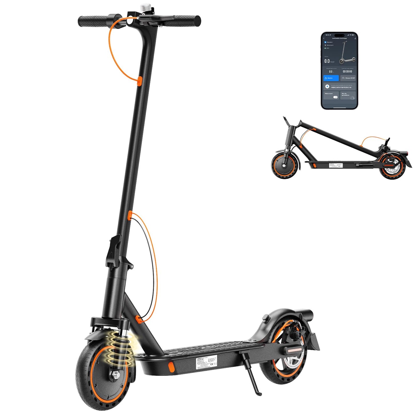 TODIMART T3 Trottinette Electrique Adulte antivol Ultra Legere, Moteur 350W/25KM/H Autonomie 35KM Batterie 36V 7.8Ah,Trotinette électrique Adulte Pliable pneus nid d'abeille increvables, Charge 120kg