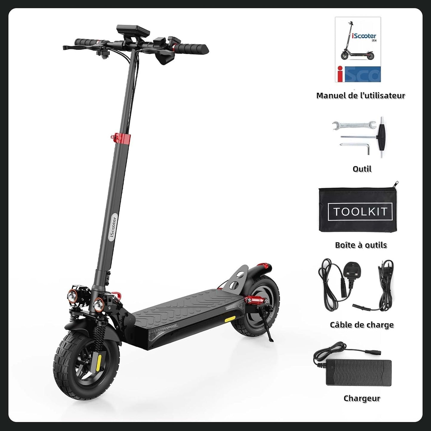 iScooter ix4 Adult Electric Scooter, 10 Inch Tyre, 15 Ah Battery, Double Turn Signals, Foldable Electric Scooters with App, Max Load 150 kg Electric Scooter, Max Autonomy 40-60 KM