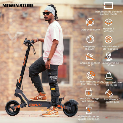 Kukirin G2 Adult Electric Scooter 48V 15.6Ah – 55 km Range Foldable All Terrain Electric Scooter Tubeless Tires 10 Inches, Double Suspension, Double Disc Brake, Touch Screen