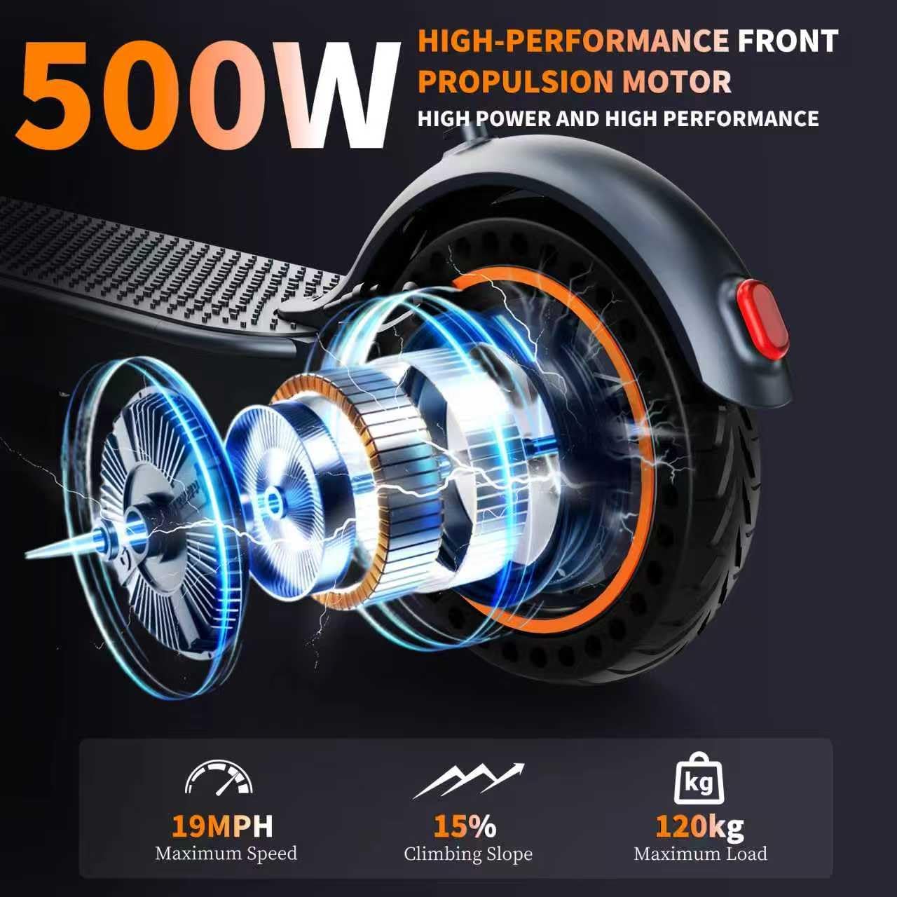 QnQ Adult Electric Scooters, 2025 Folding Scooter 8.5 Inches, Motor 500W/25KM/H Autonomy 30KM, Honeycomb Tires, App Control and LED Display, 36V 7.8Ah Battery, Max 120 kg