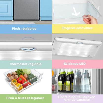 Comfee ' RCB359IX2 Combined Refrigerator, 262L(197+65), Large Capacity, Low Frost, Height 177.5 cm, Low Noise 39 dB, LED Lighting, Adjustable Temperature, Stainless Steel