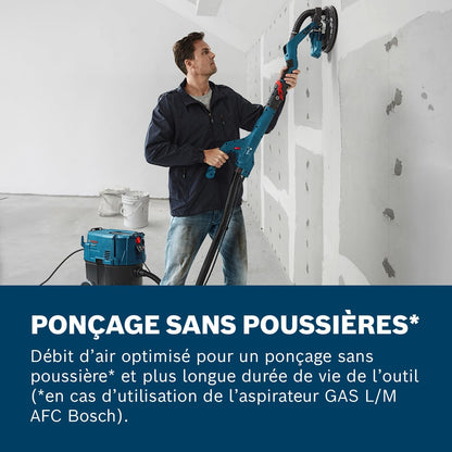 Bosch Professional ponceuse plaquiste GTR 55-225 (550 W, Ø de plateau 215 mm, avec 1 disque abrasif M480, 1 set de plateaux de ponçage souples, 3 clips de câble, dans coffret de transport)