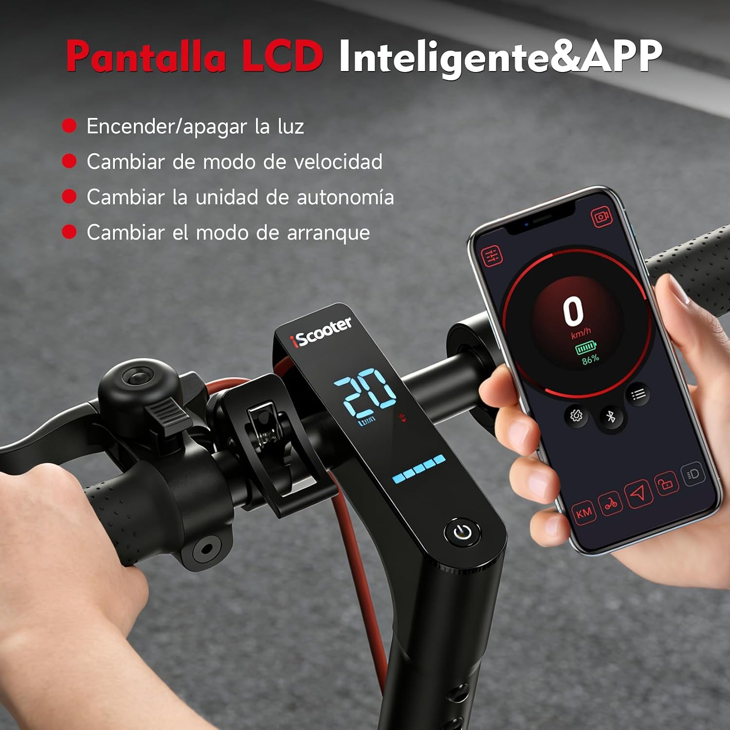iScooter 8.5 Inch Electric Scooter, 500 W Motor, Max Speed 25 km/h, Horn, Bell, App, Double Brake, Foldable, Load 120 kg, Net Weight 13 kg, for Teens and Adults