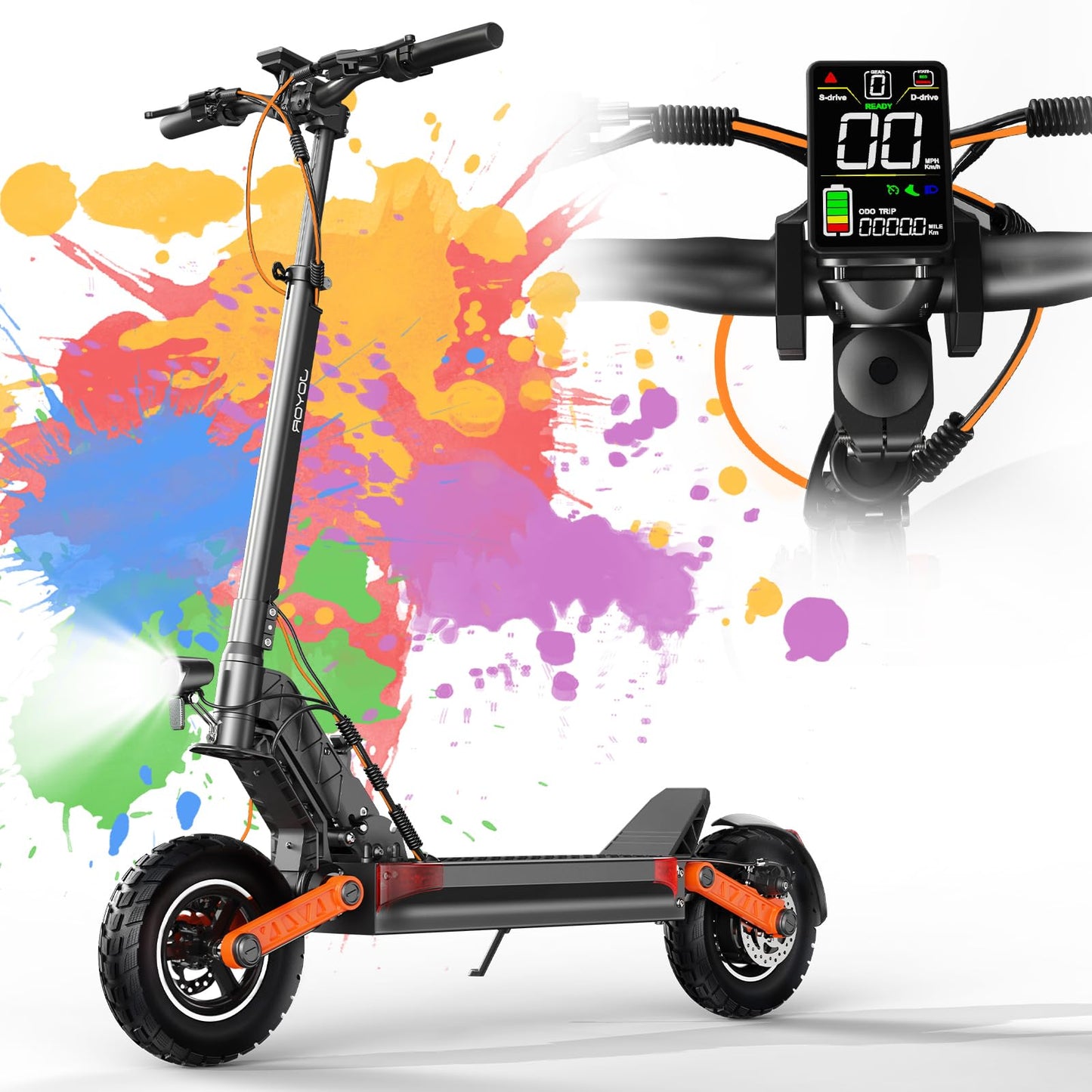JOYOR Adult Electric Scooter S/T Series Range 50-90KM Battery 48/60V 13/18/26Ah Motor 600W/600W x 2/1000W 2 Powerful Electric Scooter All Terrain Ultra Light Double Suspension