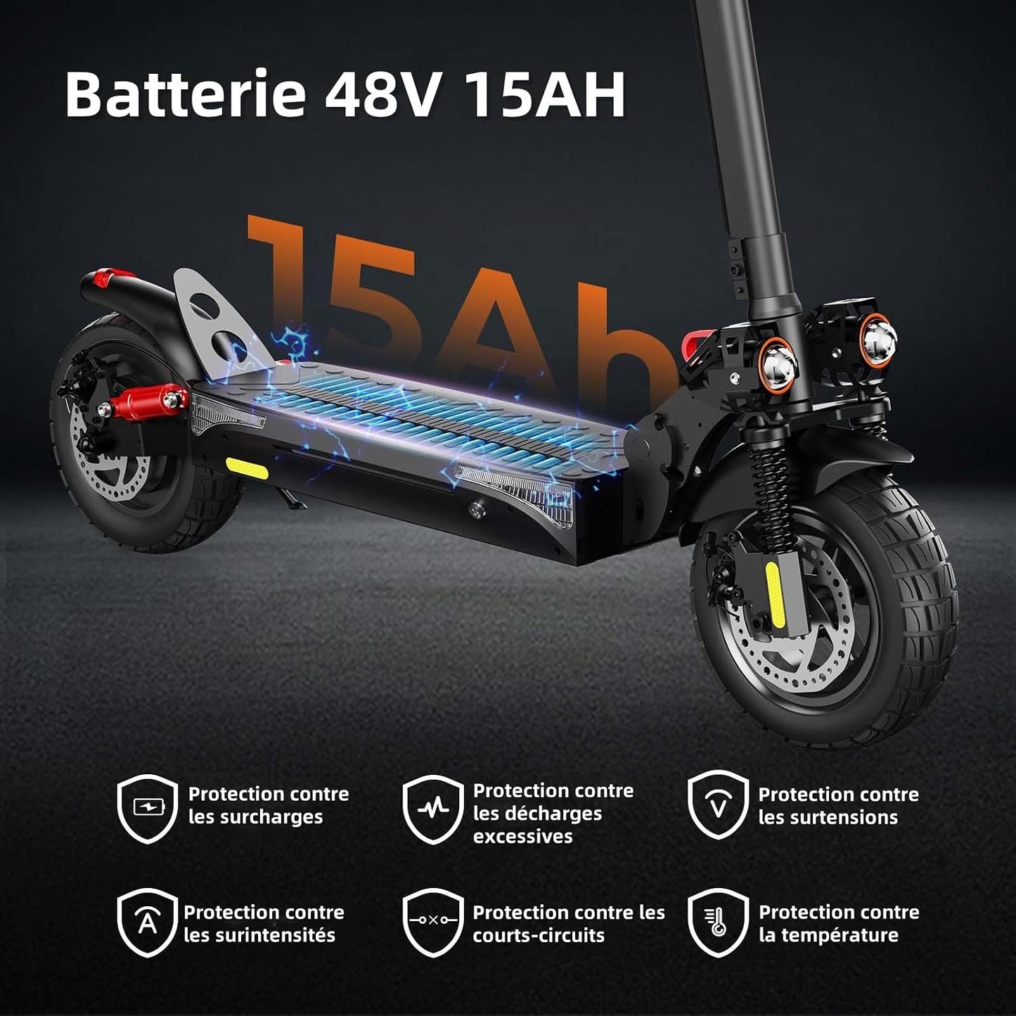 iScooter ix4 Adult Electric Scooter, 10 Inch Tyre, 15 Ah Battery, Double Turn Signals, Foldable Electric Scooters with App, Max Load 150 kg Electric Scooter, Max Autonomy 40-60 KM