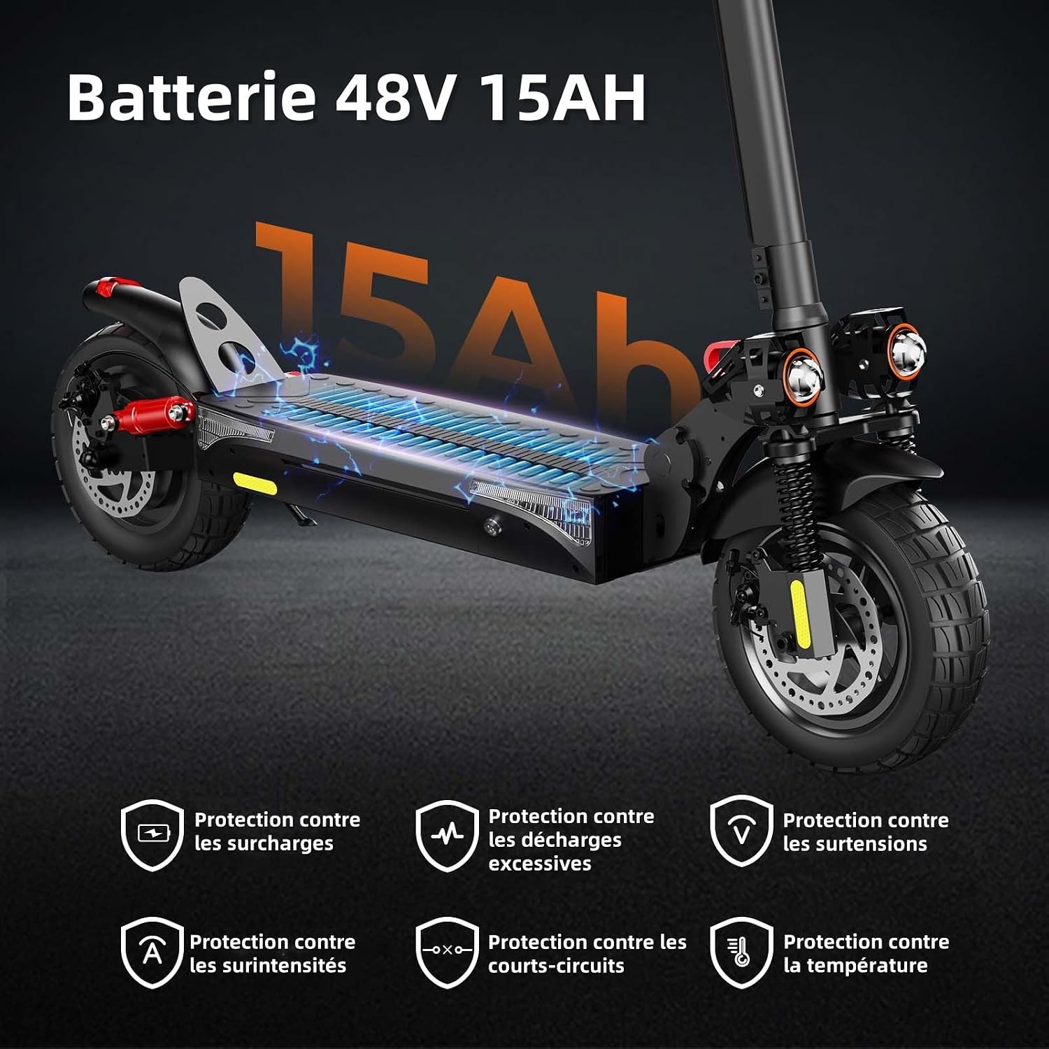 iScooter ix4 Adult Electric Scooter, 10 Inch Tyre, 15 Ah Battery, Double Turn Signals, Foldable Electric Scooters with App, Max Load 150 kg Electric Scooter, Max Autonomy 40-60 KM