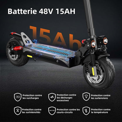 iScooter ix4 Adult Electric Scooter, 10 Inch Tyre, 15 Ah Battery, Double Turn Signals, Foldable Electric Scooters with App, Max Load 150 kg Electric Scooter, Max Autonomy 40-60 KM