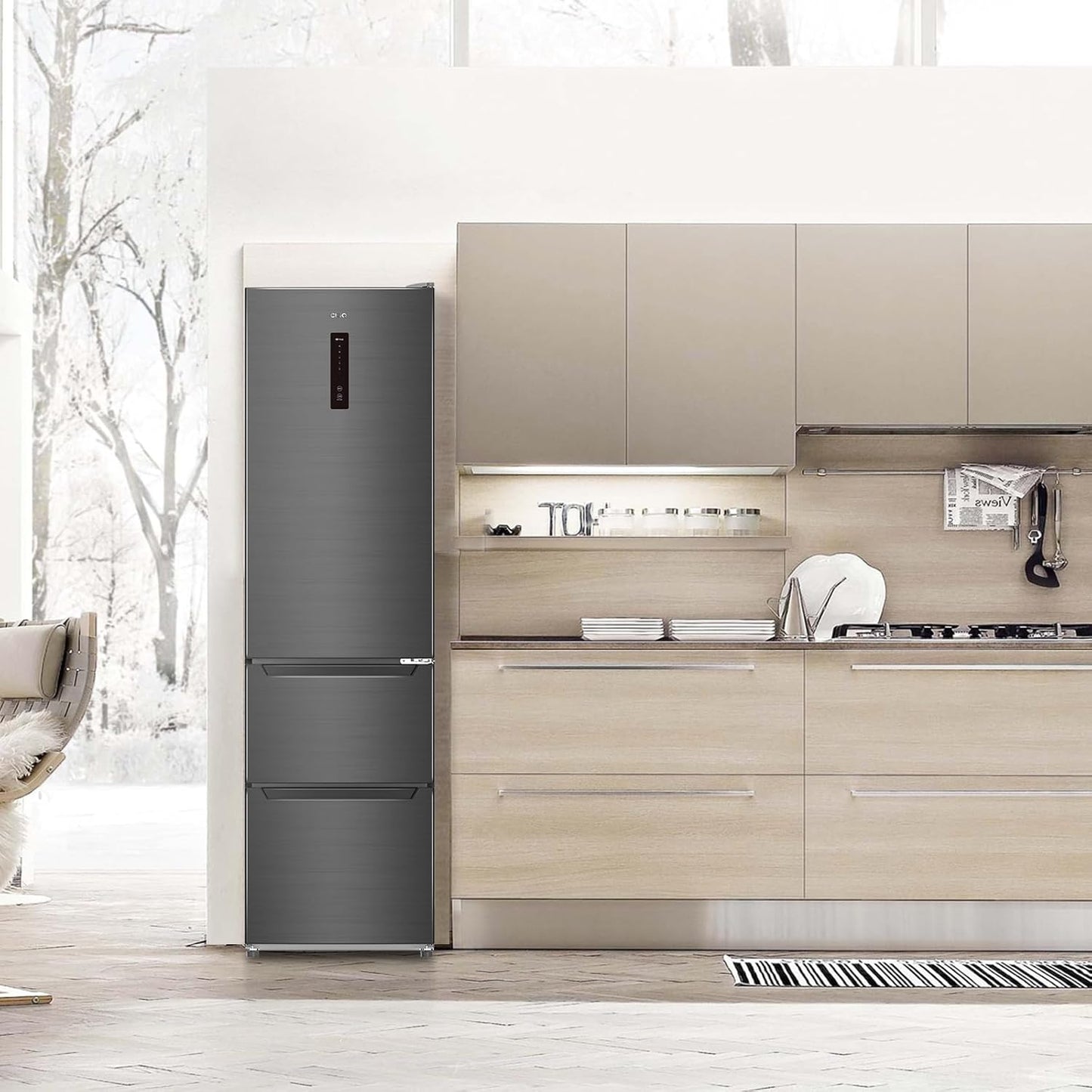 CHIQ 282L Freestanding Refrigerator with Freezer Drawers, 282L, Dual Reverse System, Frost-free, Multi-Airflow, Smart Touch Screen Input, Compressor