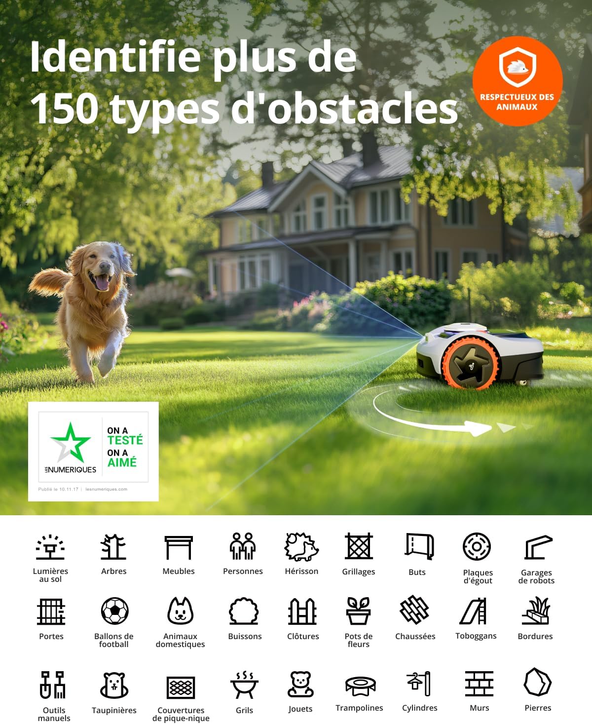 Segway Navimow i105E Robot Tondeuse sans Fil périphérique, Recommandé 500 m², Max. 600 m², RTK+Vision Tondeuse Robot Gazon, IA cartographie Automatique, Limite virtuelle, Gestion multizone