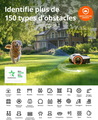 Segway Navimow i105E Robot Tondeuse sans Fil périphérique, Recommandé 500 m², Max. 600 m², RTK+Vision Tondeuse Robot Gazon, IA cartographie Automatique, Limite virtuelle, Gestion multizone