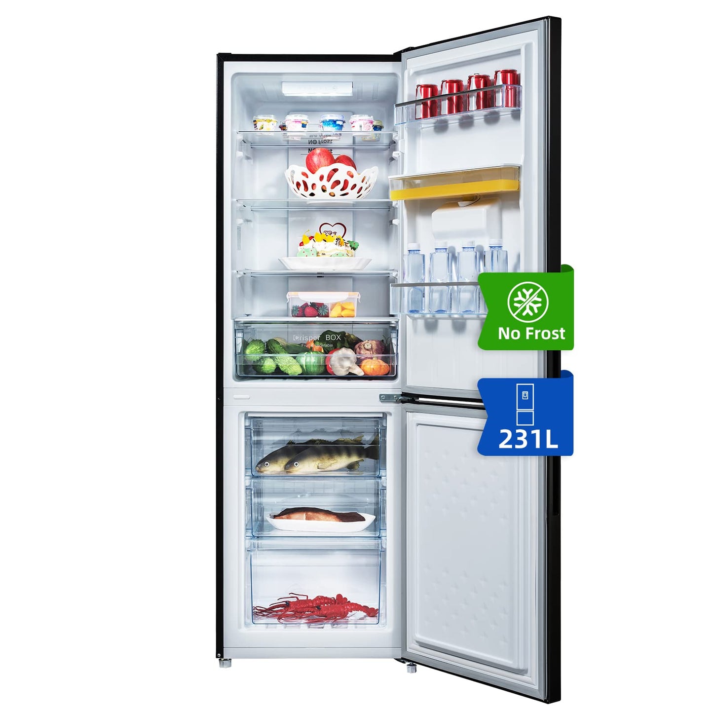 CHIQ 282L Freestanding Refrigerator with Freezer Drawers, 282L, Dual Reverse System, Frost-free, Multi-Airflow, Smart Touch Screen Input, Compressor