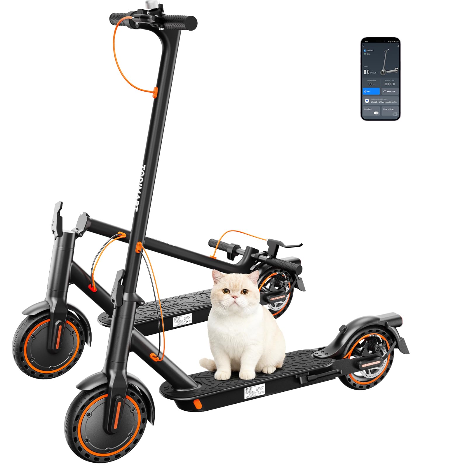 TODIMART T3 Trottinette Electrique Adulte antivol Ultra Legere, Moteur 350W/25KM/H Autonomie 35KM Batterie 36V 7.8Ah,Trotinette électrique Adulte Pliable pneus nid d'abeille increvables, Charge 120kg