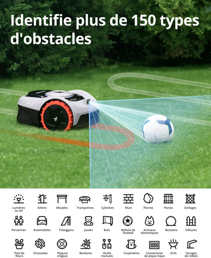 Segway Navimow i105E Robot Tondeuse sans Fil périphérique, Recommandé 500 m², Max. 600 m², RTK+Vision Tondeuse Robot Gazon, IA cartographie Automatique, Limite virtuelle, Gestion multizone