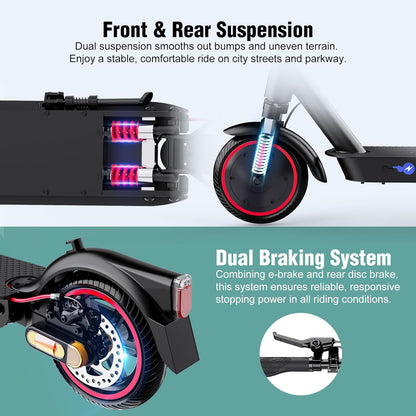 EVERCROSS EV85F/EV10K Pro Trottinette Électrique Adulte, 8,5''/10'' Scooter Electrique Pliable - Application, Batterie 7,8Ah/11,4Ah, Moteur 350W/500W, Vitesse Max 25km/h, Double Frein & Amortisseurs