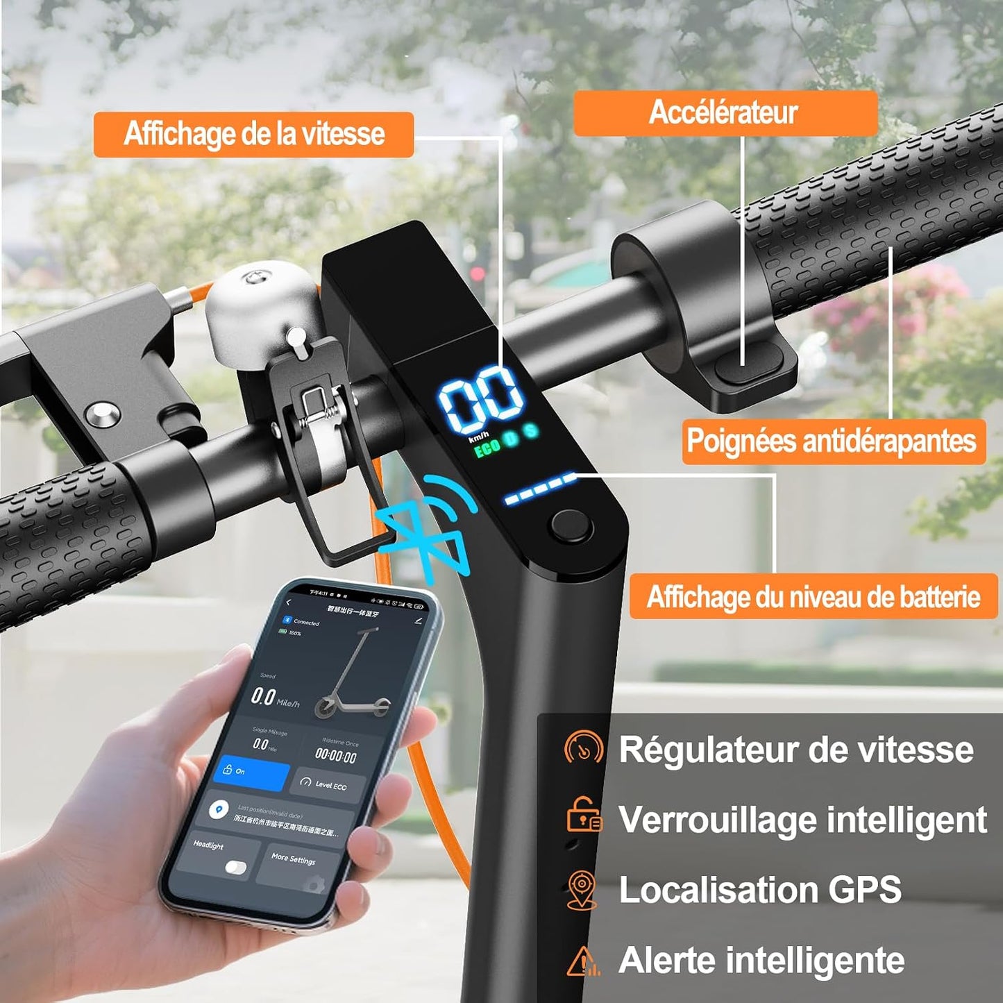 TODIMART T3 Trottinette Electrique Adulte antivol Ultra Legere, Moteur 350W/25KM/H Autonomie 35KM Batterie 36V 7.8Ah,Trotinette électrique Adulte Pliable pneus nid d'abeille increvables, Charge 120kg