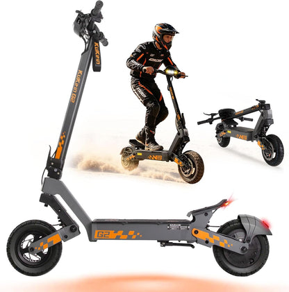 Kukirin G2 Adult Electric Scooter 48V 15.6Ah – 55 km Range Foldable All Terrain Electric Scooter Tubeless Tires 10 Inches, Double Suspension, Double Disc Brake, Touch Screen