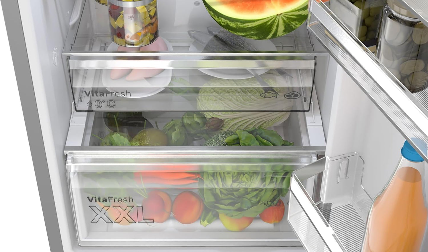 Bosch KGN367LDF 4 Series Freestanding Combination Refrigerator, 186 x 60 cm, Stainless Steel