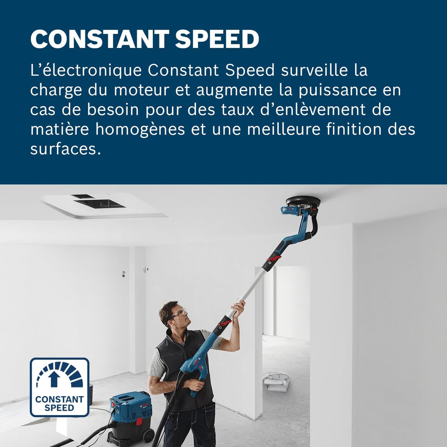 Bosch Professional ponceuse plaquiste GTR 55-225 (550 W, Ø de plateau 215 mm, avec 1 disque abrasif M480, 1 set de plateaux de ponçage souples, 3 clips de câble, dans coffret de transport)