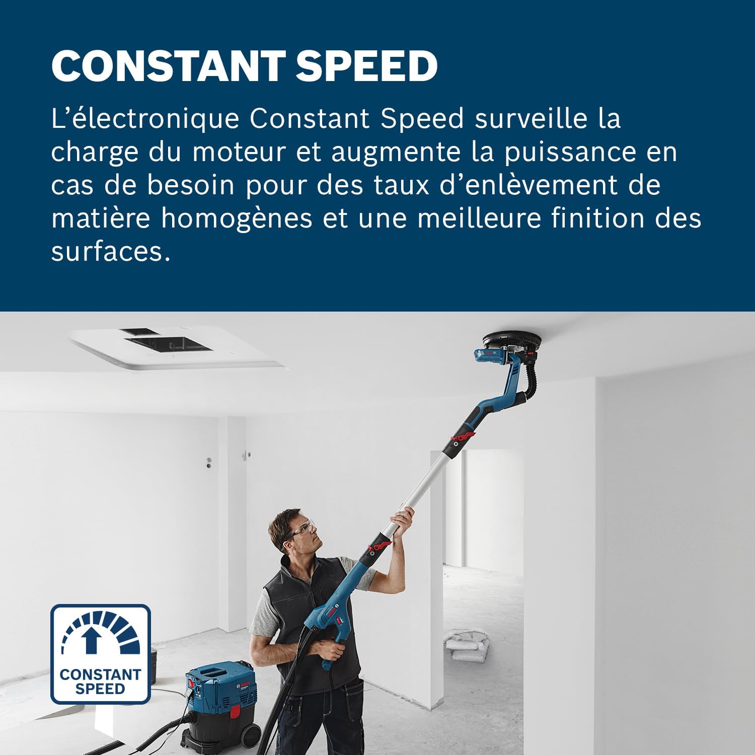 Bosch Professional ponceuse plaquiste GTR 55-225 (550 W, Ø de plateau 215 mm, avec 1 disque abrasif M480, 1 set de plateaux de ponçage souples, 3 clips de câble, dans coffret de transport)
