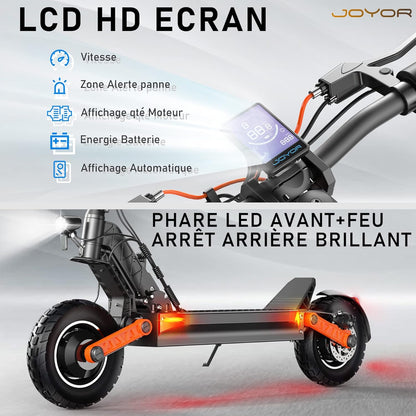 JOYOR Adult Electric Scooter S/T Series Range 50-90KM Battery 48/60V 13/18/26Ah Motor 600W/600W x 2/1000W 2 Powerful Electric Scooter All Terrain Ultra Light Double Suspension