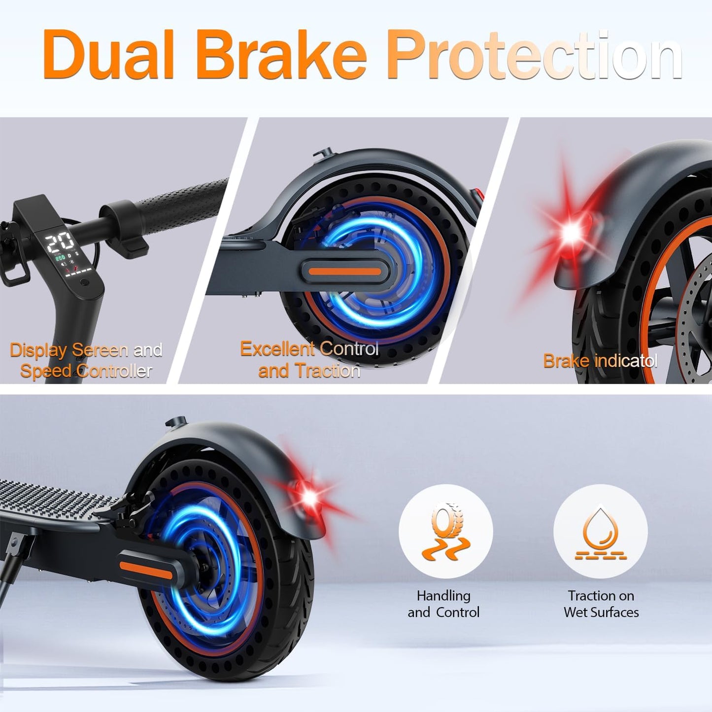QnQ Adult Electric Scooters, 2025 Folding Scooter 8.5 Inches, Motor 500W/25KM/H Autonomy 30KM, Honeycomb Tires, App Control and LED Display, 36V 7.8Ah Battery, Max 120 kg