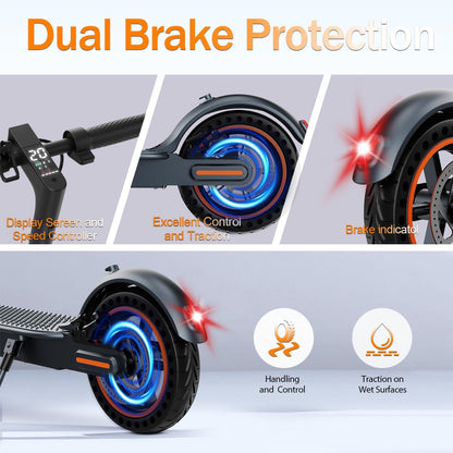 QnQ Adult Electric Scooters, 2025 Folding Scooter 8.5 Inches, Motor 500W/25KM/H Autonomy 30KM, Honeycomb Tires, App Control and LED Display, 36V 7.8Ah Battery, Max 120 kg