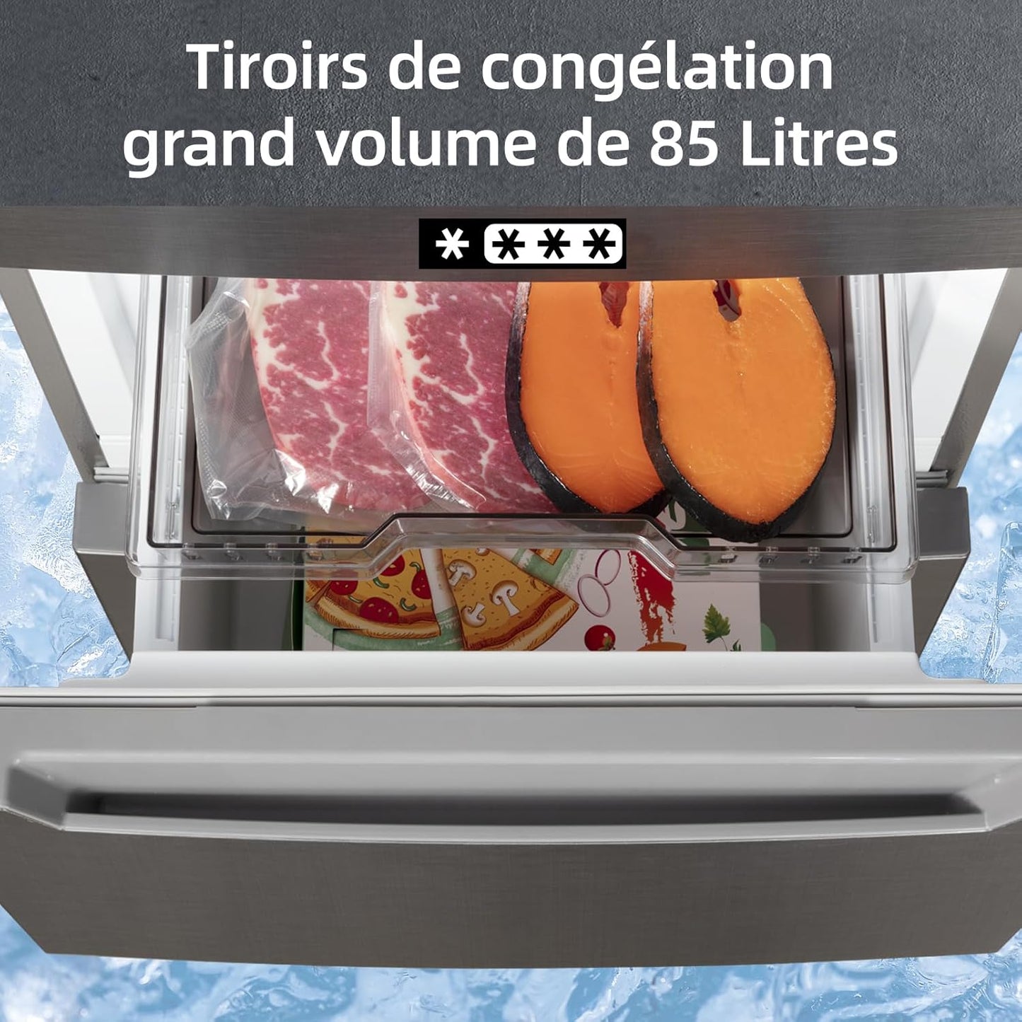 CHIQ 282L Freestanding Refrigerator with Freezer Drawers, 282L, Dual Reverse System, Frost-free, Multi-Airflow, Smart Touch Screen Input, Compressor