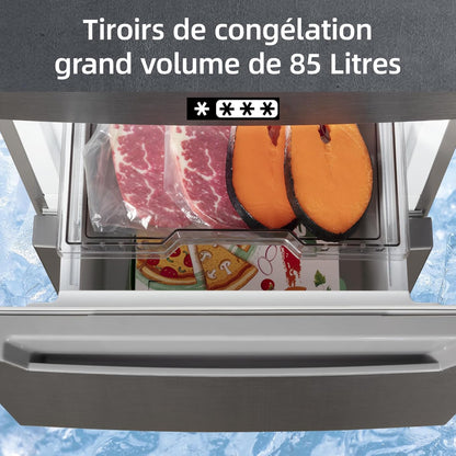 CHIQ 282L Freestanding Refrigerator with Freezer Drawers, 282L, Dual Reverse System, Frost-free, Multi-Airflow, Smart Touch Screen Input, Compressor