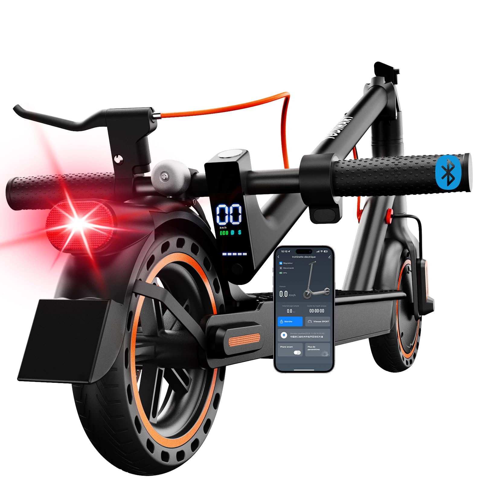 TODIMART T3 Trottinette Electrique Adulte antivol Ultra Legere, Moteur 350W/25KM/H Autonomie 35KM Batterie 36V 7.8Ah,Trotinette électrique Adulte Pliable pneus nid d'abeille increvables, Charge 120kg