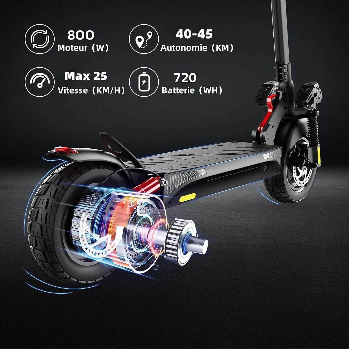 iScooter ix4 Adult Electric Scooter, 10 Inch Tyre, 15 Ah Battery, Double Turn Signals, Foldable Electric Scooters with App, Max Load 150 kg Electric Scooter, Max Autonomy 40-60 KM