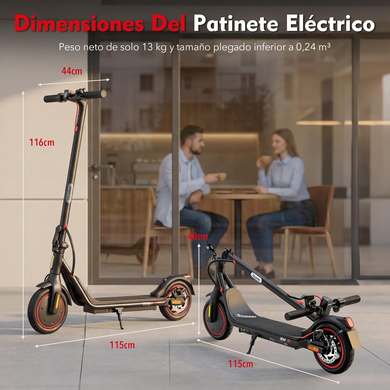 iScooter 8.5 Inch Electric Scooter, 500 W Motor, Max Speed 25 km/h, Horn, Bell, App, Double Brake, Foldable, Load 120 kg, Net Weight 13 kg, for Teens and Adults