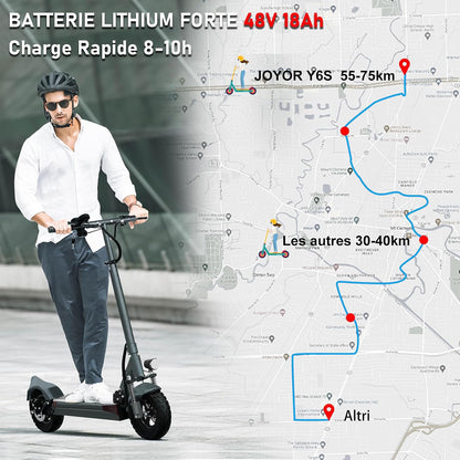 JOYOR Adult Electric Scooter, S/Y Series Range 55-75 KM Battery 48V 13/18Ah Motor 500W/600W Motor, Powerful Electric Scooter All Terrain Ultra Light Double Suspension