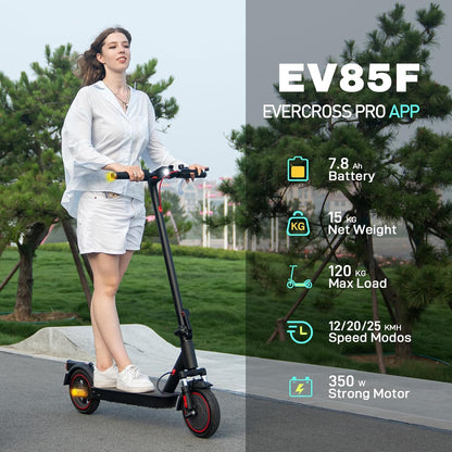 EVERCROSS EV85F/EV10K Pro Trottinette Électrique Adulte, 8,5''/10'' Scooter Electrique Pliable - Application, Batterie 7,8Ah/11,4Ah, Moteur 350W/500W, Vitesse Max 25km/h, Double Frein & Amortisseurs