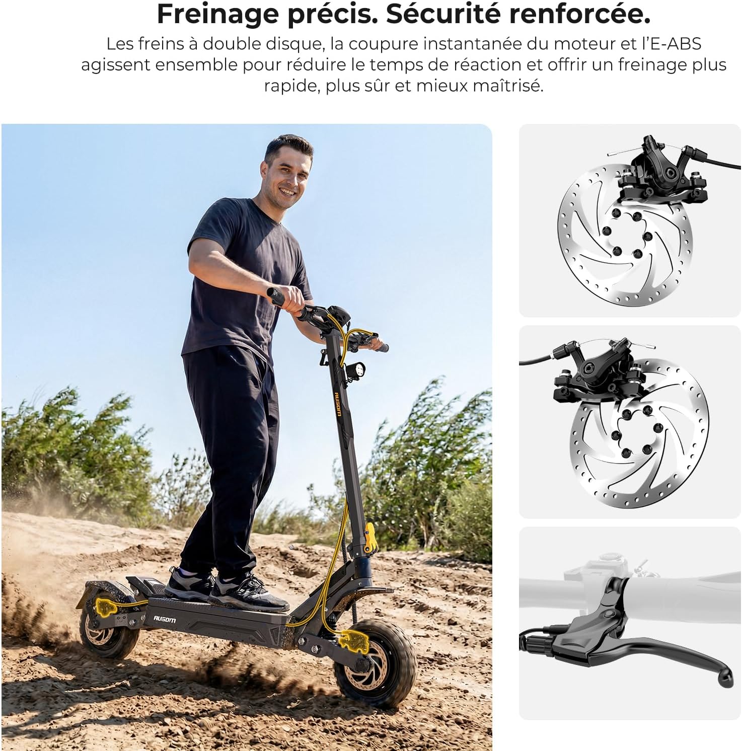 Ausom Gosoul 2 / L2 Max Adult Electric Scooter, 70 km/90 km, Disc Brakes with E-ABS, Ideal for Urban Travel, 10 Inch Folding Electric Scooter for All Terrain