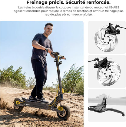 Ausom Gosoul 2 / L2 Max Adult Electric Scooter, 70 km/90 km, Disc Brakes with E-ABS, Ideal for Urban Travel, 10 Inch Folding Electric Scooter for All Terrain