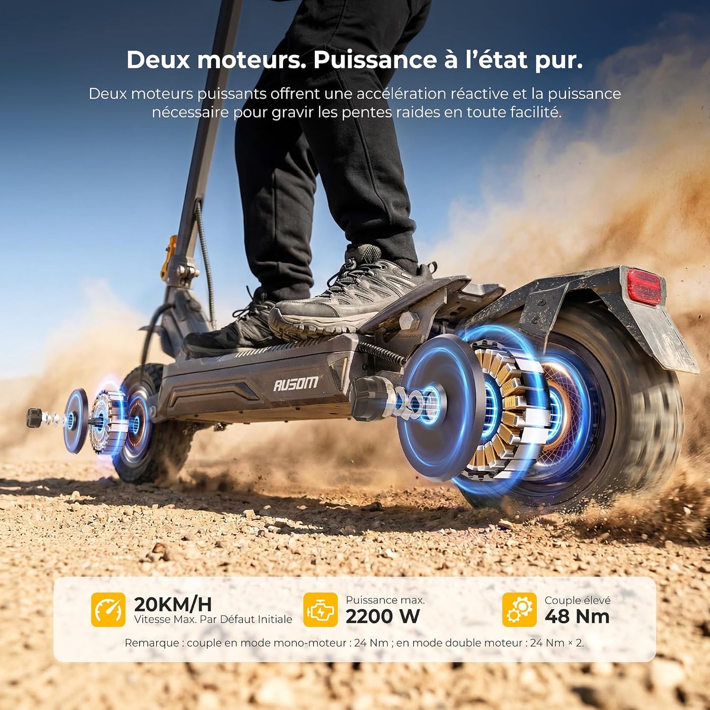 Ausom Gosoul 2 / L2 Max Adult Electric Scooter, 70 km/90 km, Disc Brakes with E-ABS, Ideal for Urban Travel, 10 Inch Folding Electric Scooter for All Terrain