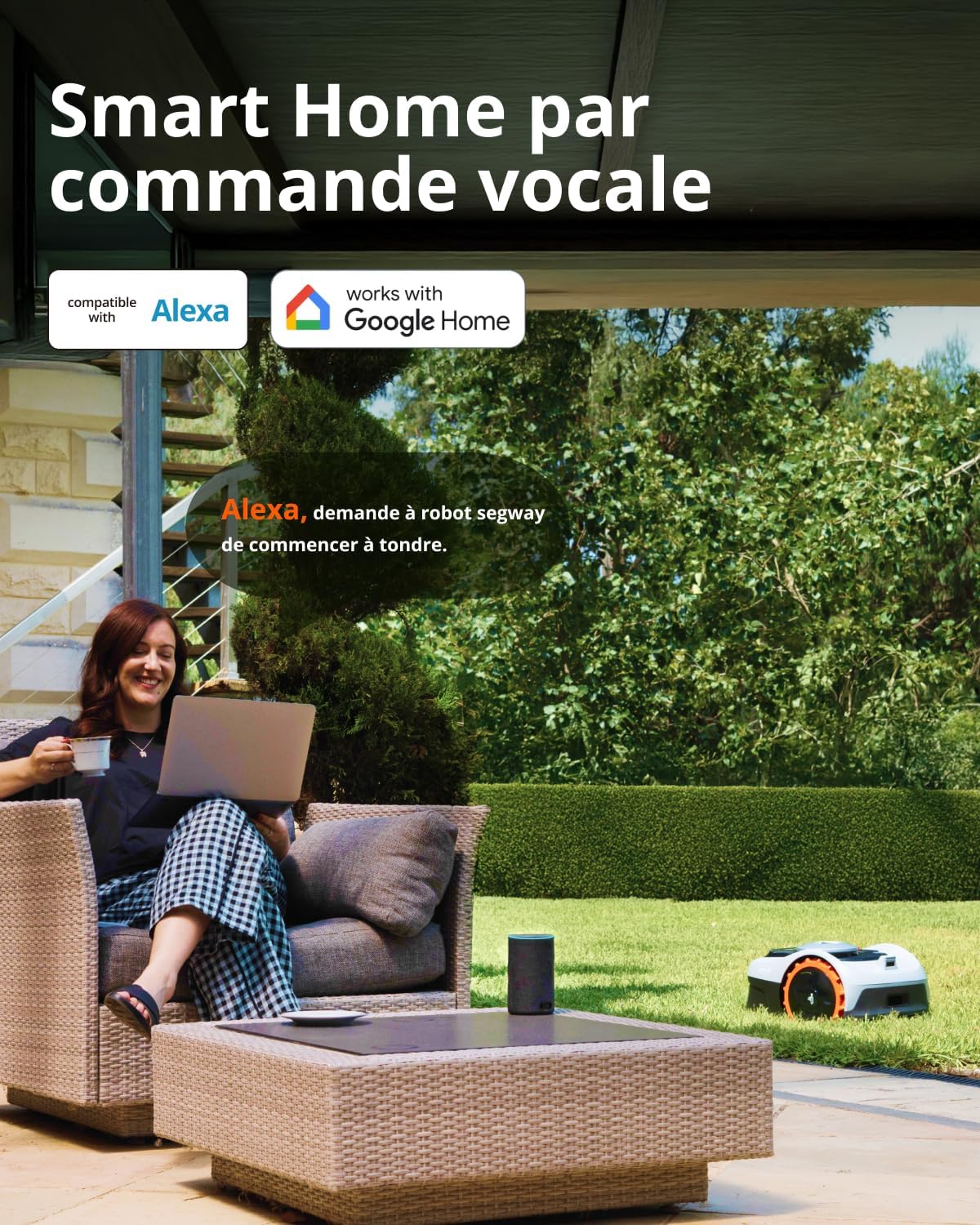 Segway Navimow i105E Robot Tondeuse sans Fil périphérique, Recommandé 500 m², Max. 600 m², RTK+Vision Tondeuse Robot Gazon, IA cartographie Automatique, Limite virtuelle, Gestion multizone