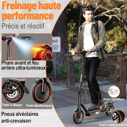 TODIMART T3 Trottinette Electrique Adulte antivol Ultra Legere, Moteur 350W/25KM/H Autonomie 35KM Batterie 36V 7.8Ah,Trotinette électrique Adulte Pliable pneus nid d'abeille increvables, Charge 120kg
