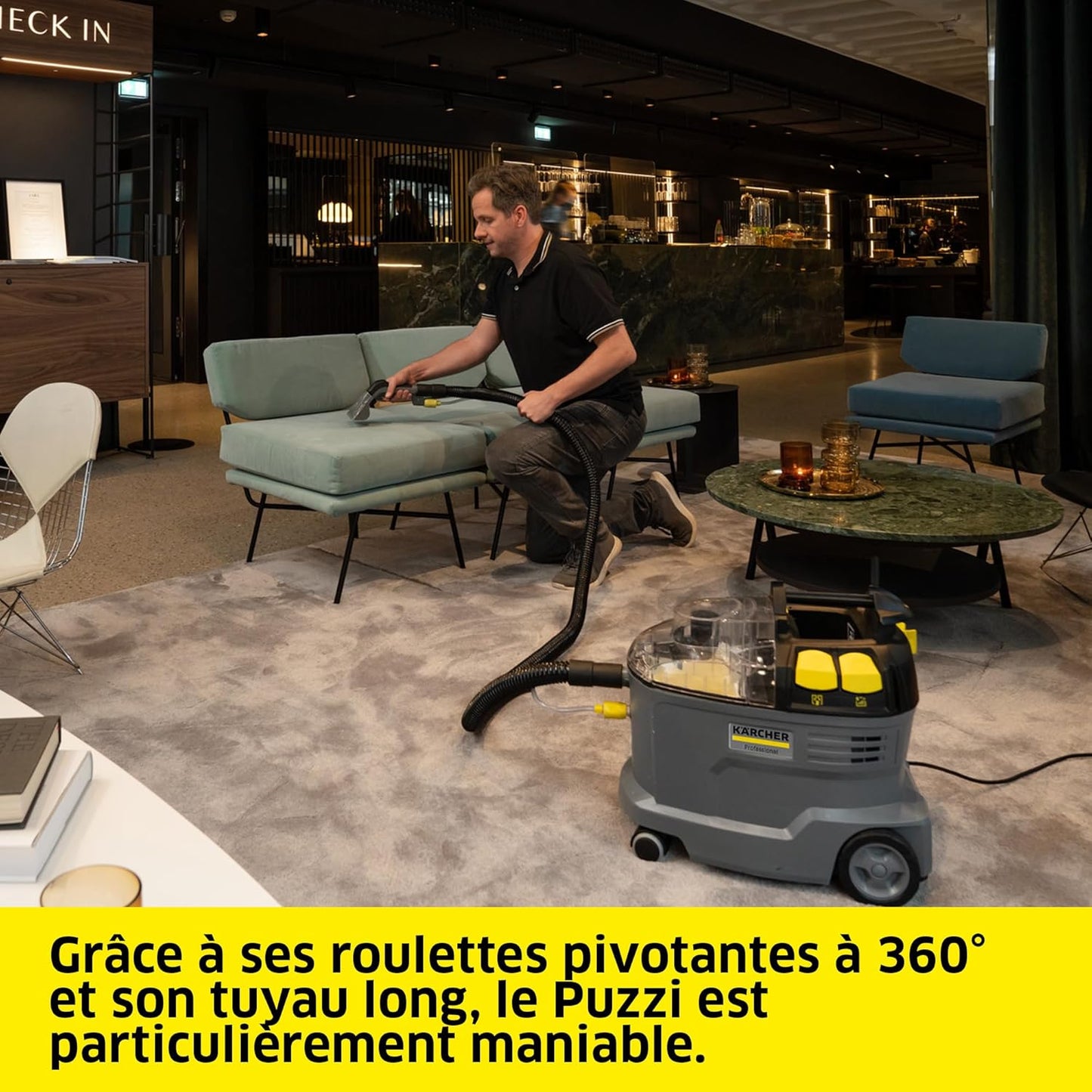 Kärcher Professional Injector-Extractor Puzzi 8/1, 2-in-1 Hose, Clean/Dirty Water Tanks, Surface Yield: 12-18 m²/h, Ergonomic Chair Crevice Tool
