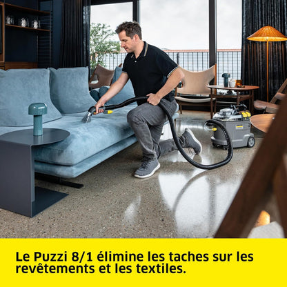 Kärcher Professional Injector-Extractor Puzzi 8/1, 2-in-1 Hose, Clean/Dirty Water Tanks, Surface Yield: 12-18 m²/h, Ergonomic Chair Crevice Tool