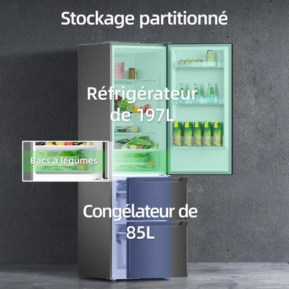 CHIQ 282L Freestanding Refrigerator with Freezer Drawers, 282L, Dual Reverse System, Frost-free, Multi-Airflow, Smart Touch Screen Input, Compressor